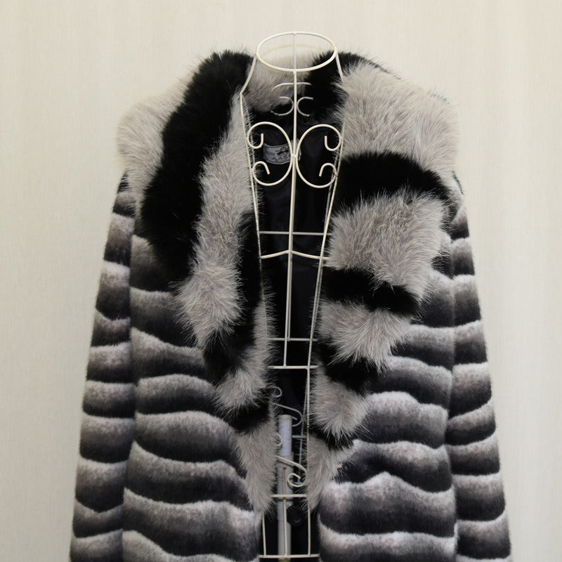 Warm Faux Fur Coat Men Mid-length Thick Fur Coat Plus Size Fur Collar Designer Men's Clothing