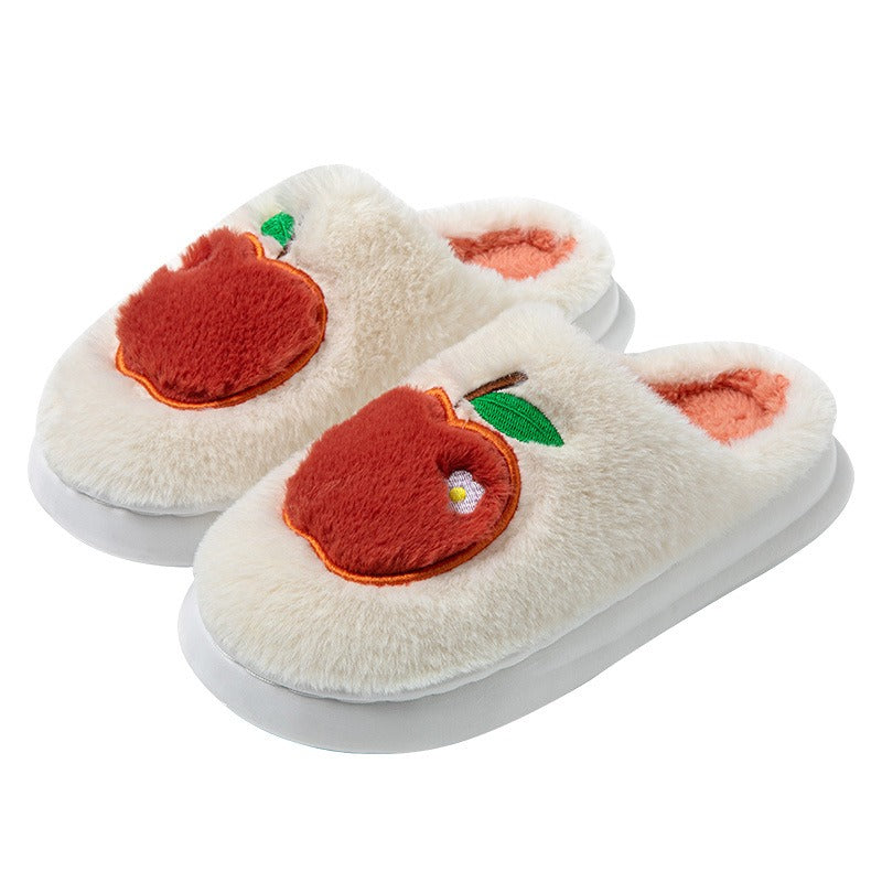 Women winter cotton slippers with heel can be worn outside to keep warm and velvet indoor home thick sole waterproof