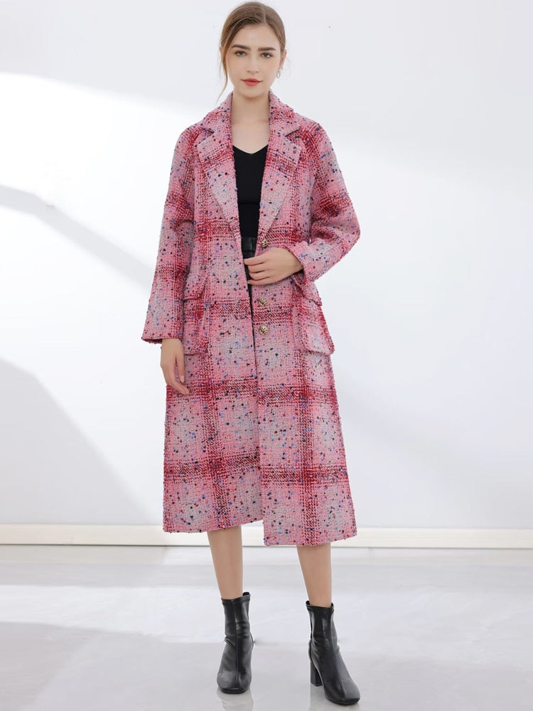 Winter Loose Woolen Coat Women's New Suit Collar Extended Wool Tweed Coat