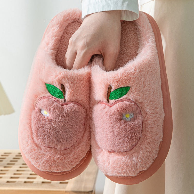 Women winter cotton slippers with heel can be worn outside to keep warm and velvet indoor home thick sole waterproof