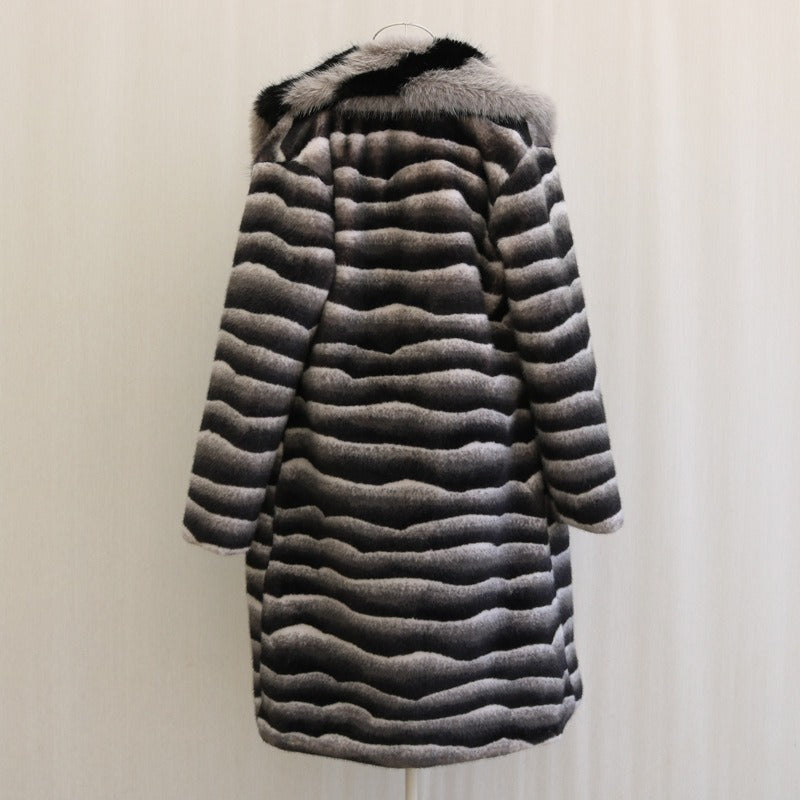 Warm Faux Fur Coat Men Mid-length Thick Fur Coat Plus Size Fur Collar Designer Men's Clothing