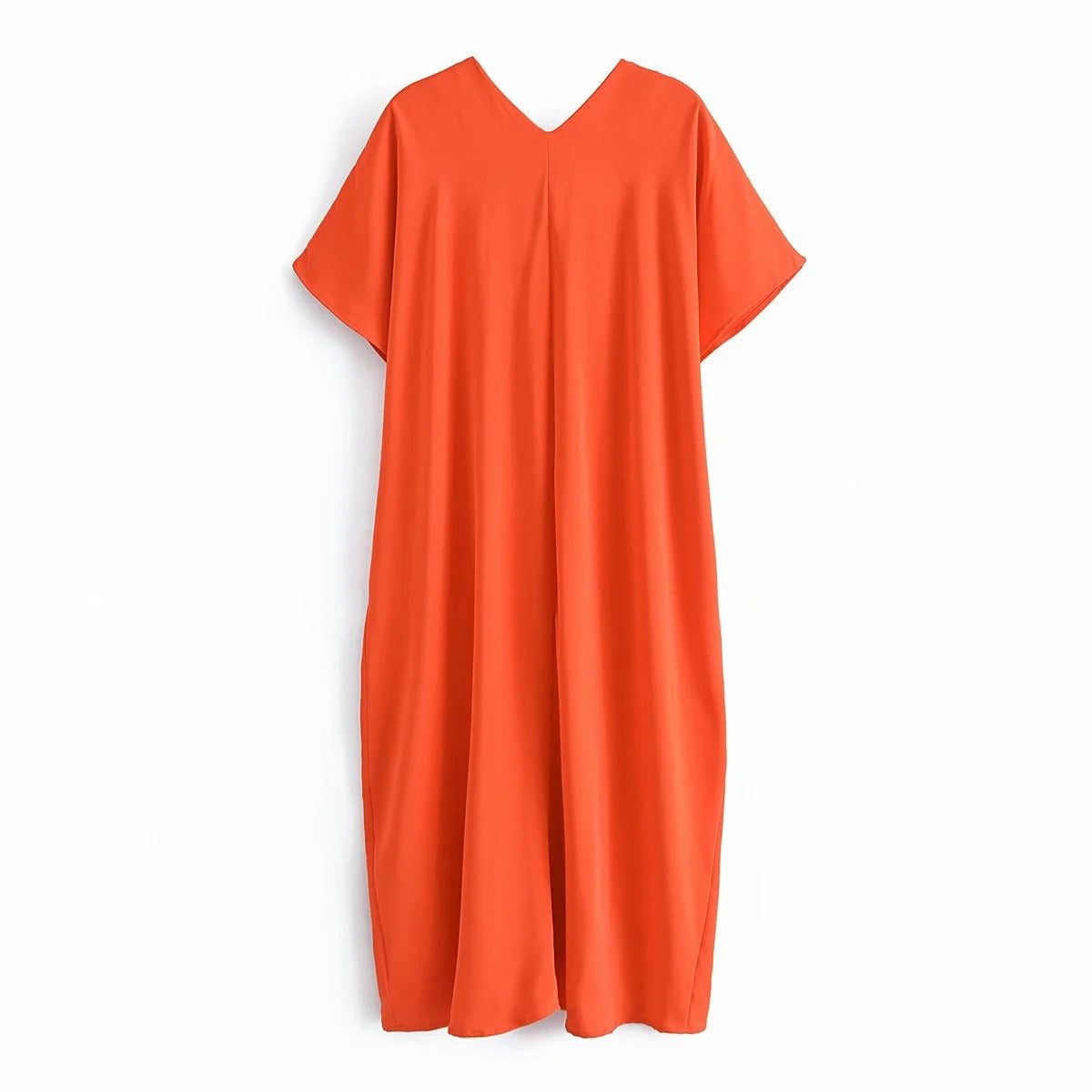 Woman Dresses Orange Satin Long Dress