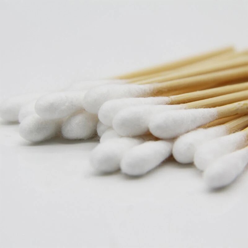 100/200Pcs 6 Inch Long Wooden Handle Cotton Swabs Single-Head Cleaning Sterile Sticks Applicator for Wound Clean Makeup