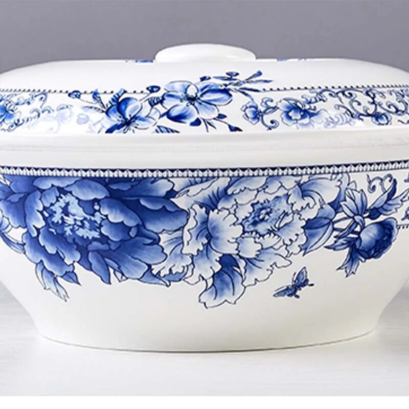 1 x Jingdezhen Bone China 9 Inch Soup Bowl Soup Pot Microwave Applicable