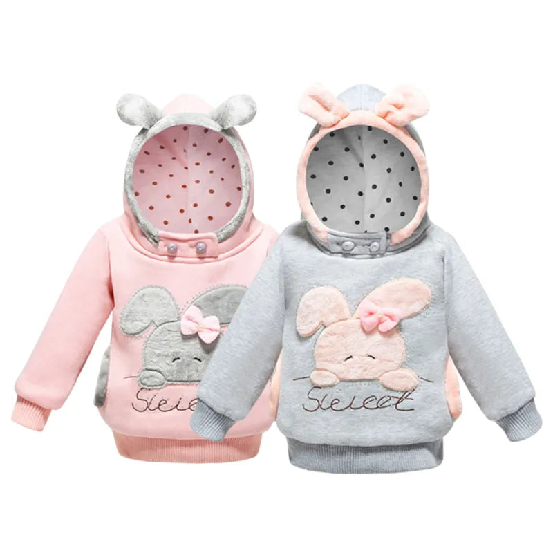 2020 Retail Children Hoodies Clothing Outerwear Girls Cartoon Rabbit Fleece Hoody Jackets Coat Baby Kids Clothes