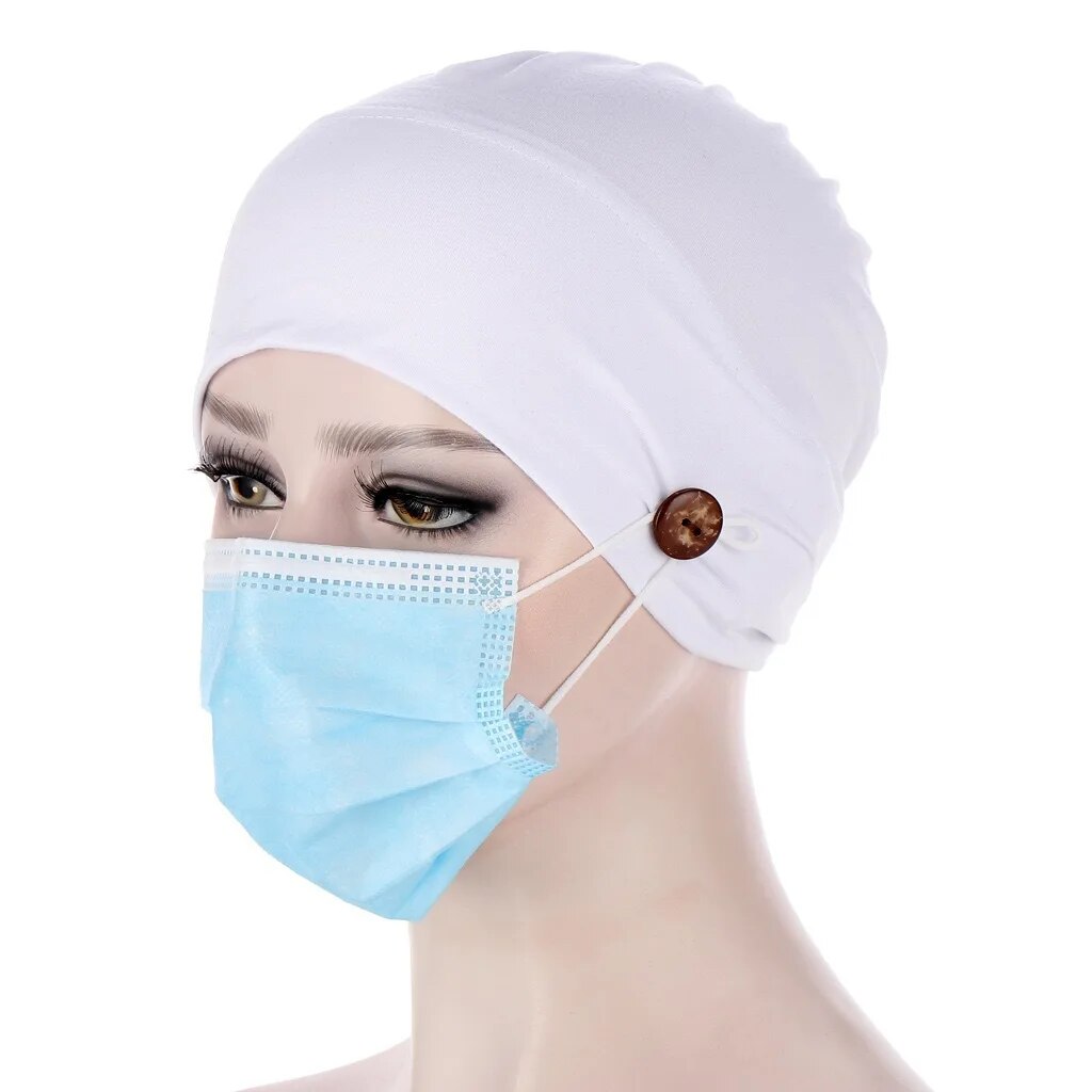 Women Muslim Hijab Scarf Inner Hijab Caps With Button Ladies Islamic Cross Headband Turban Headwrap Hairband Women Headscarf