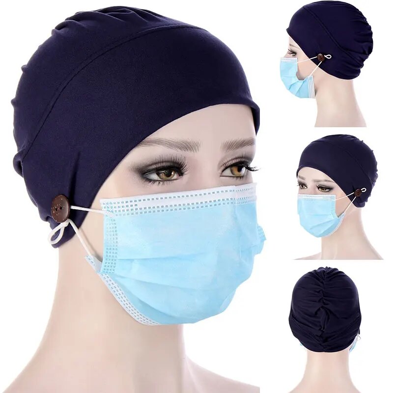 Women Muslim Hijab Scarf Inner Hijab Caps With Button Ladies Islamic Cross Headband Turban Headwrap Hairband Women Headscarf