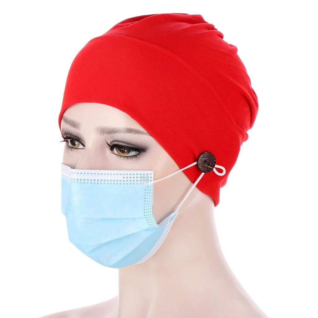 Women Muslim Hijab Scarf Inner Hijab Caps With Button Ladies Islamic Cross Headband Turban Headwrap Hairband Women Headscarf