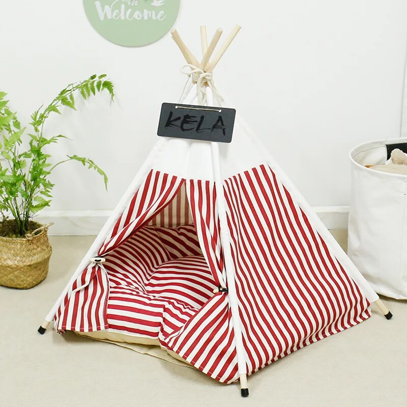 2021 Cat Bed Indoor Pet Tent Tipi Fold Pet Tent Small Animals Bed House All Season Sleeping Beds Nest Houses Pet Mats Pet Supply