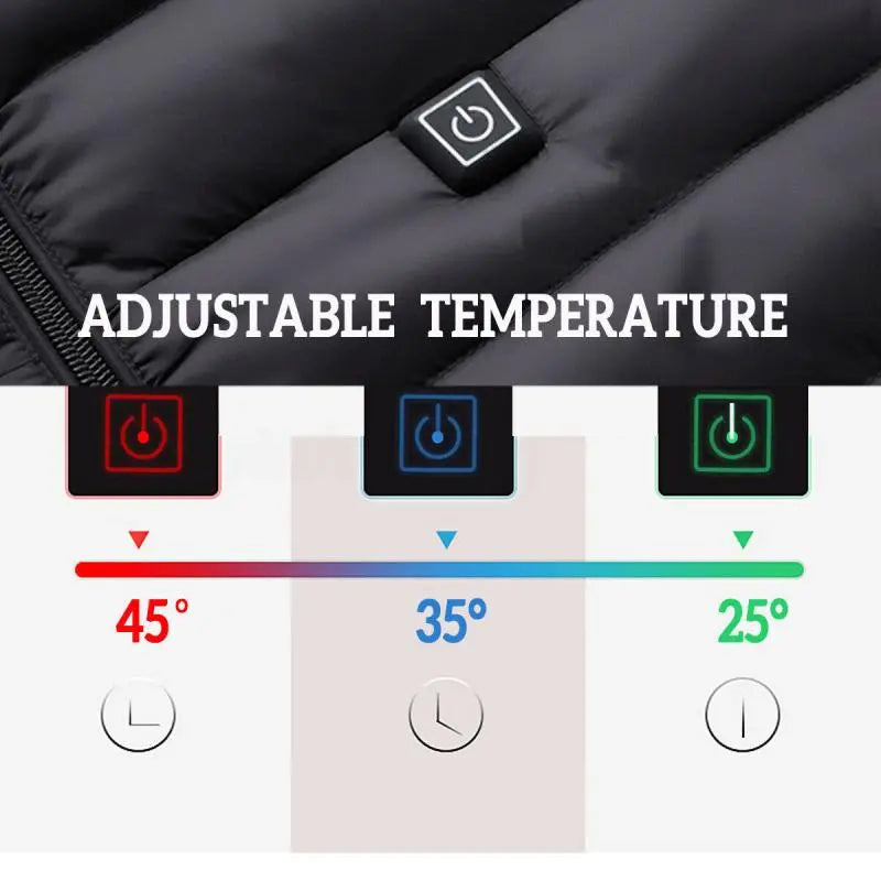 Women USB Electric Battery Heated Jackets Outdoor Long Sleeves Heating Hooded Coat Jackets Warm Winter Thermal Cotton clothes