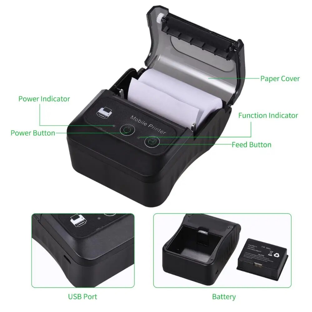 Wireless Mini Bluetooth Thermal Printers Portable Thermal Receipt Printer 58mm Mobile Phone Android POS PC Pocket Bill Impresora