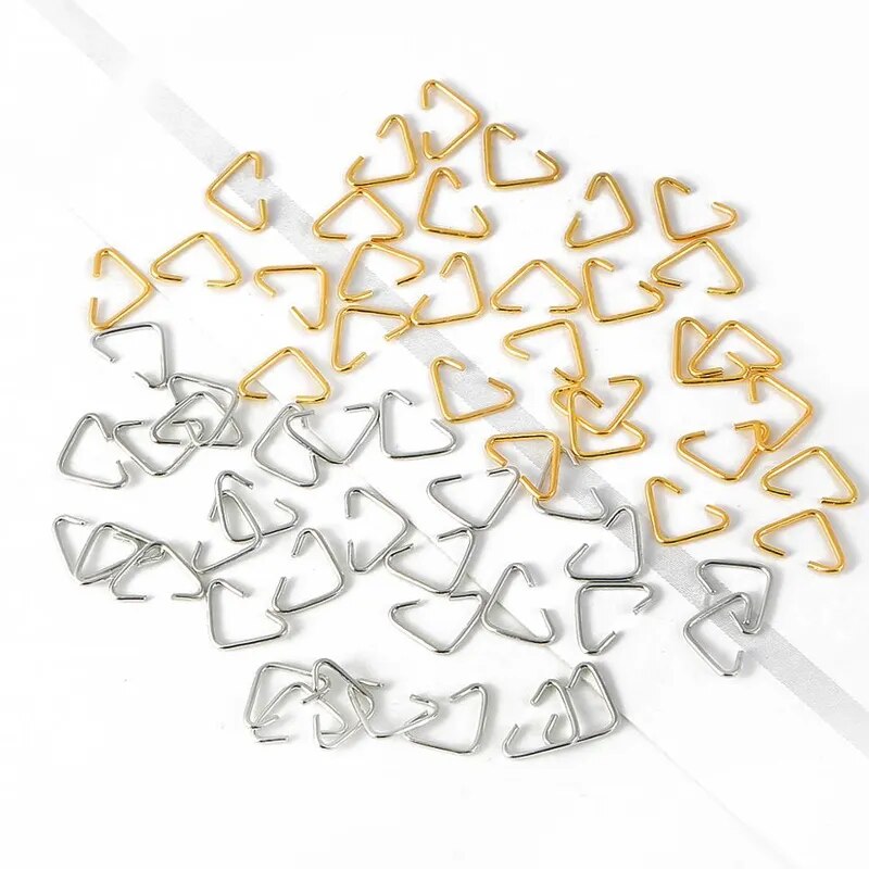 100pcs Triangle Loops Jump Rings 6x10mm Split Rings Jewelry Connector Findings Accessories for Jewelry Making