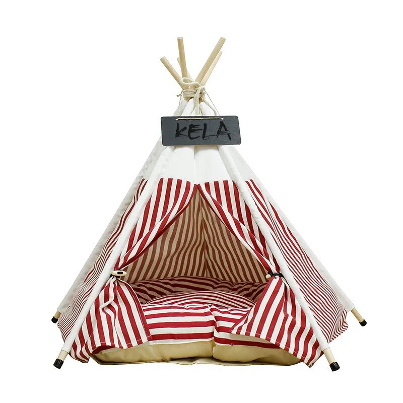 2021 Cat Bed Indoor Pet Tent Tipi Fold Pet Tent Small Animals Bed House All Season Sleeping Beds Nest Houses Pet Mats Pet Supply