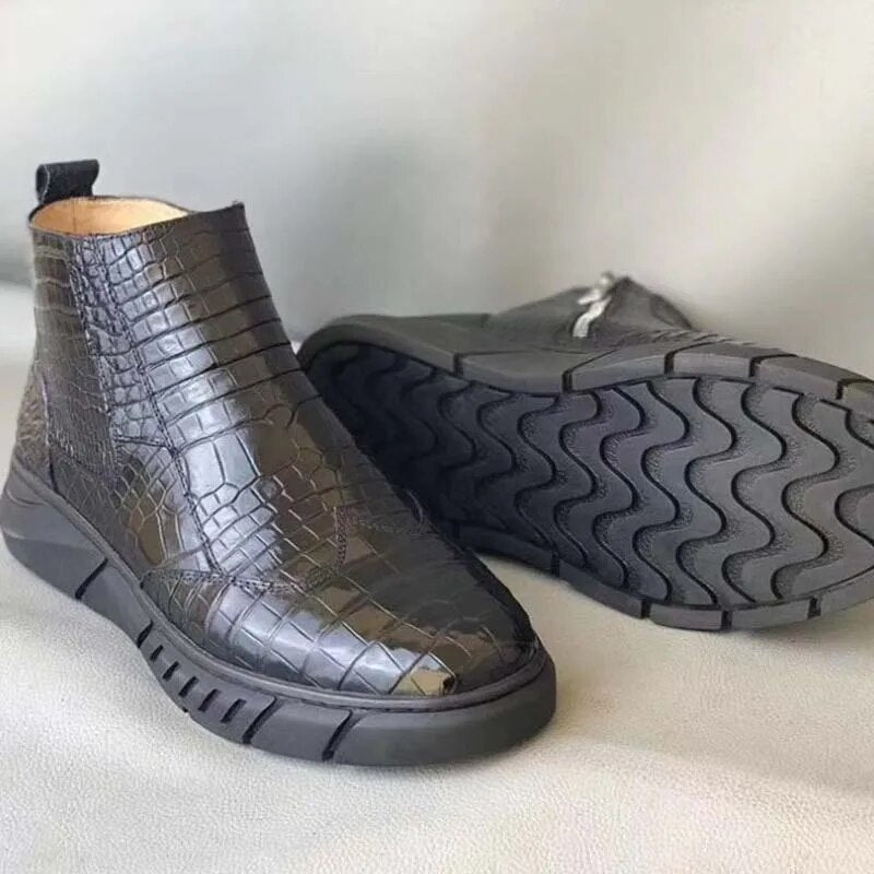 wanexing crocodile leather  men  boots  fashion  trend  crocodile  High cut  Men's shoes  leisure  Martin boots