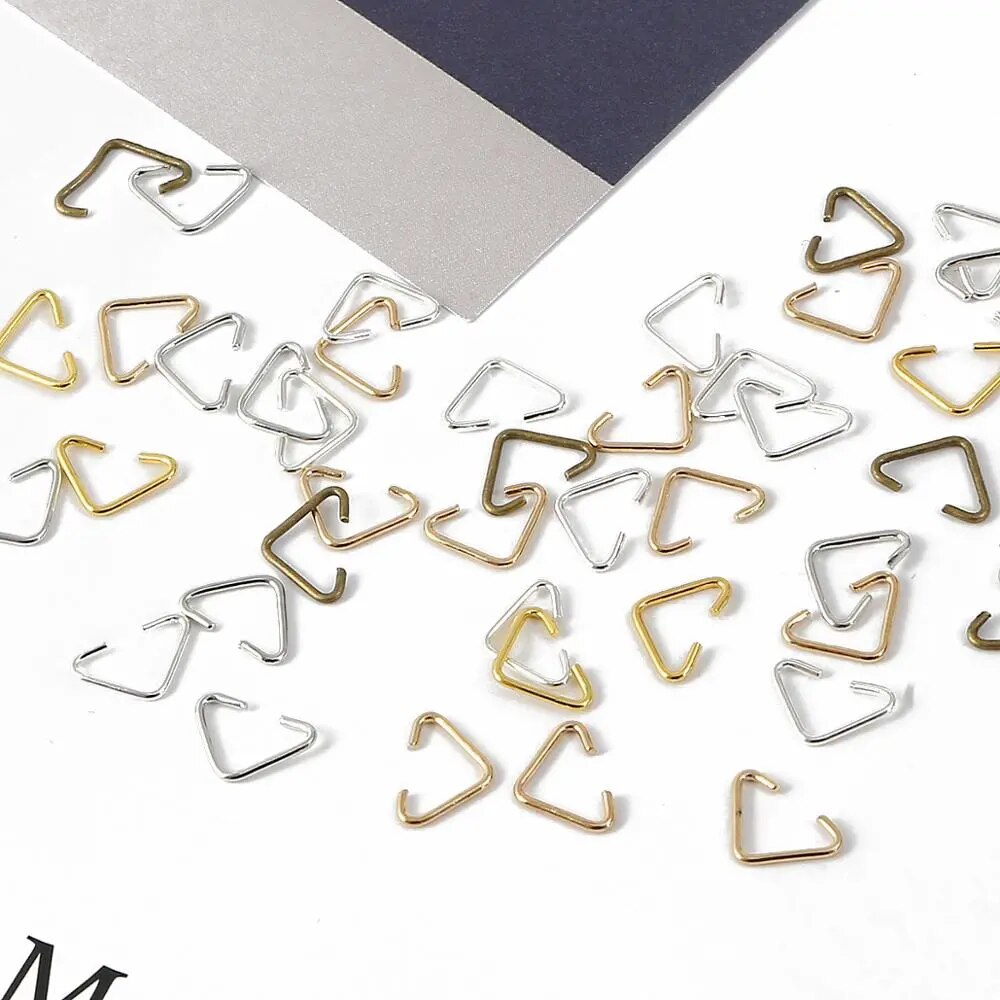 100pcs Triangle Loops Jump Rings 6x10mm Split Rings Jewelry Connector Findings Accessories for Jewelry Making