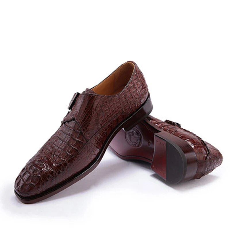 weitasi crocodile  Men's shoes new arrival real leather sole Round head crocodile shoes male shoes fashion