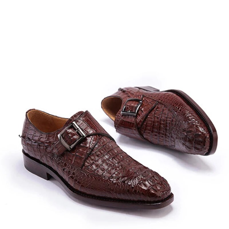 weitasi crocodile  Men's shoes new arrival real leather sole Round head crocodile shoes male shoes fashion