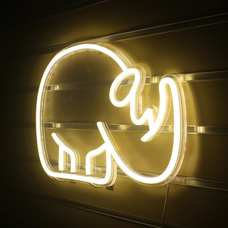 Wanxing Neon Sign Led Rhino Shaped Animal Wall Hanging Light For Gift Shop Kids Home Room Decor USB Power Acrylic Neon Lamp