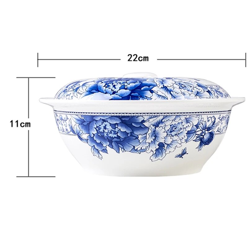 1 x Jingdezhen Bone China 9 Inch Soup Bowl Soup Pot Microwave Applicable