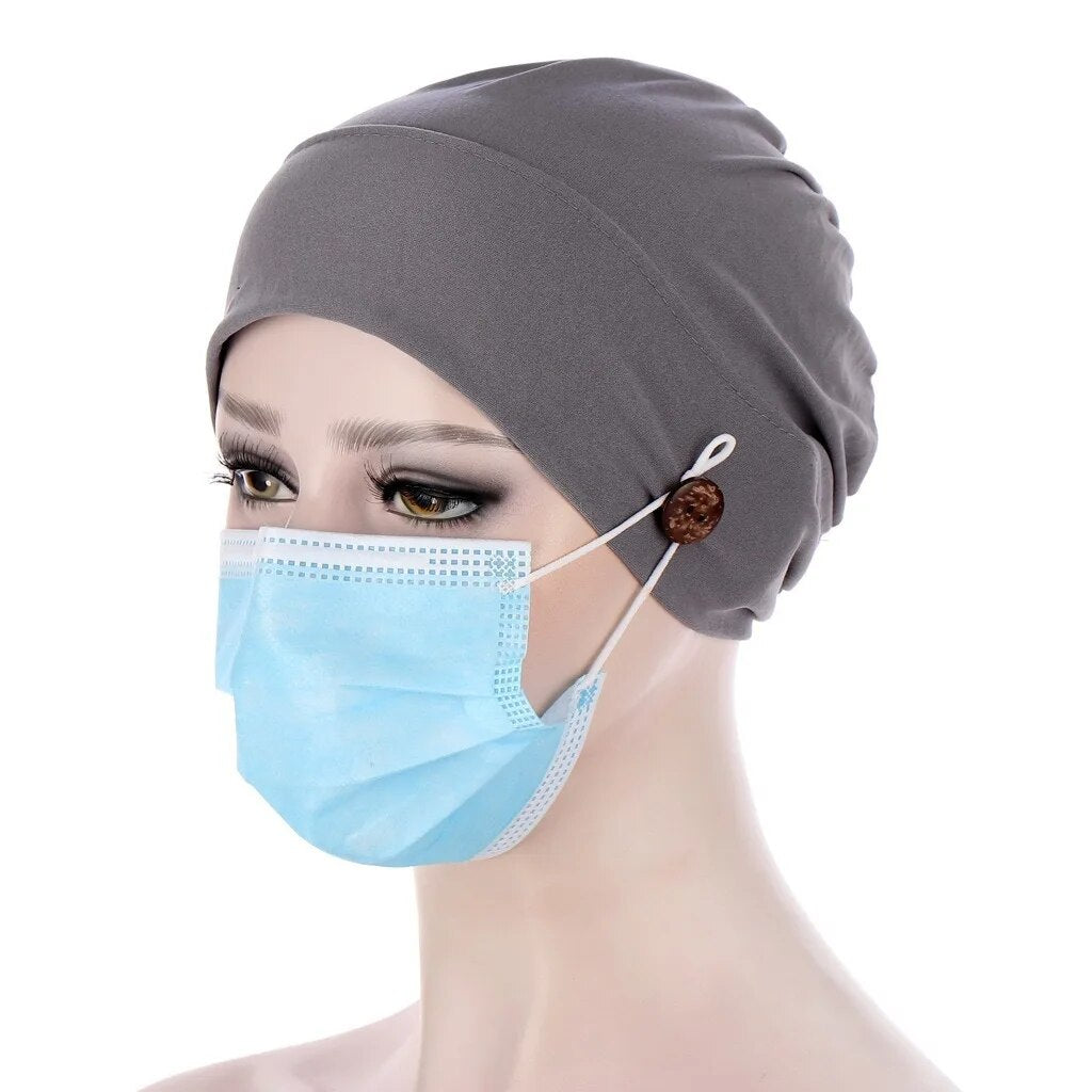 Women Muslim Hijab Scarf Inner Hijab Caps With Button Ladies Islamic Cross Headband Turban Headwrap Hairband Women Headscarf