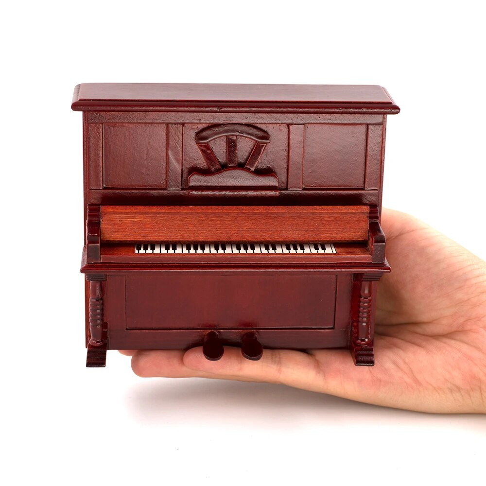 1/12 Dollhouse Miniature Accessories Mini Wooden Classical Piano Simulation Musical Instruments Model Toys for Doll House Decor