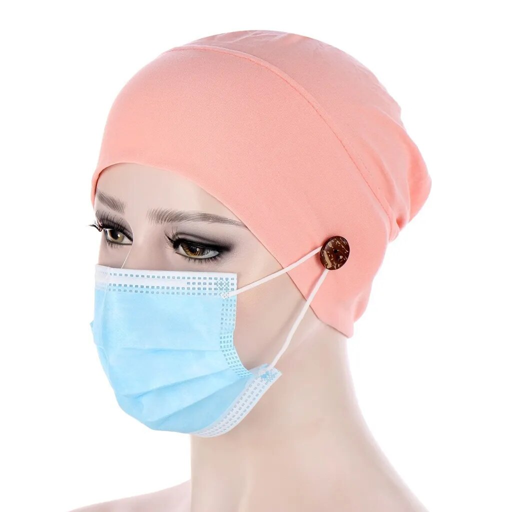 Women Muslim Hijab Scarf Inner Hijab Caps With Button Ladies Islamic Cross Headband Turban Headwrap Hairband Women Headscarf