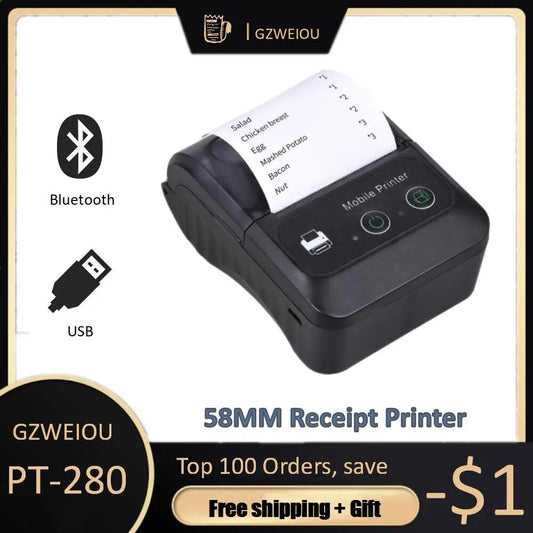 Wireless Mini Bluetooth Thermal Printers Portable Thermal Receipt Printer 58mm Mobile Phone Android POS PC Pocket Bill Impresora