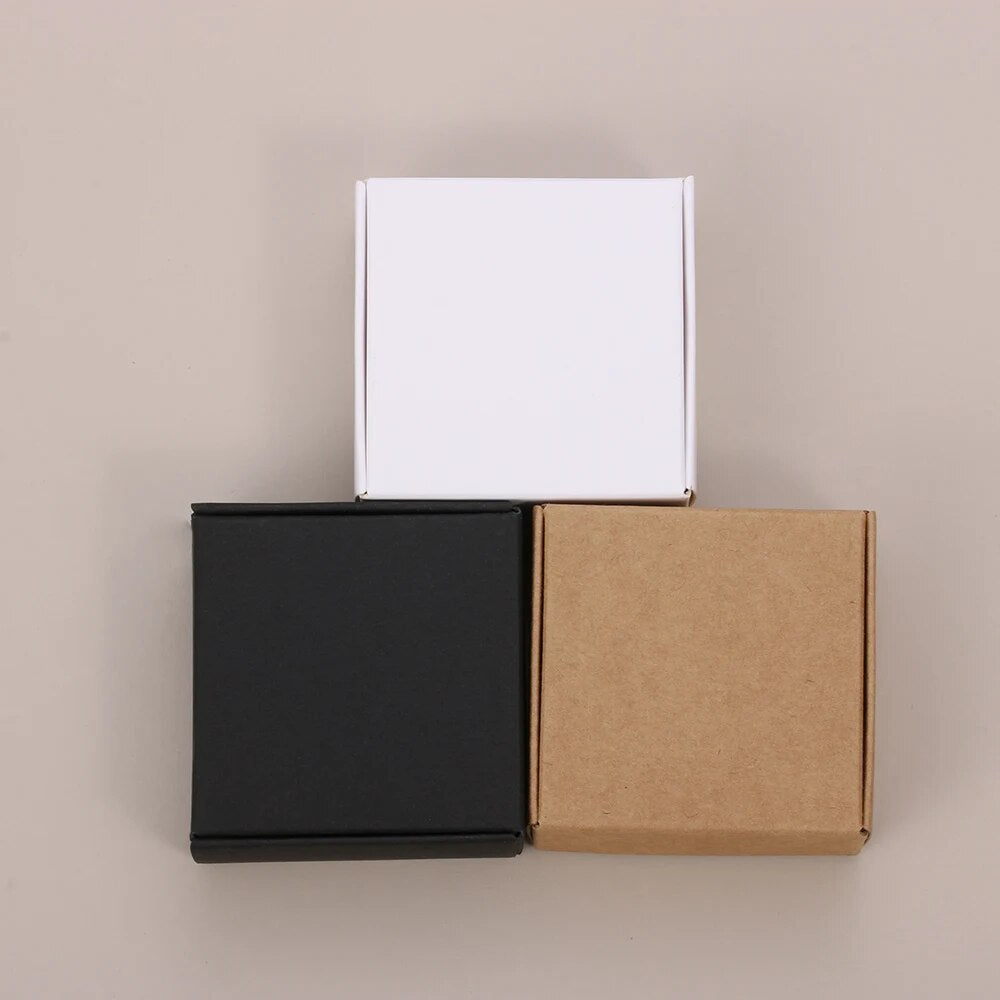 10PCS/pack Handmade Candy Jewelry Packaging Wrapping Cardboard Small Kraft Paper Packing Square Bottom Gift Boxes