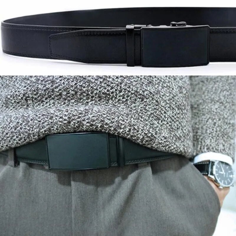 120pcs Retro 3.5cm Width Men Genuine Leather Waistband,Real Two-layer Cowhide Automatic Buckle Belts,with Belt Buckle,Gift Box