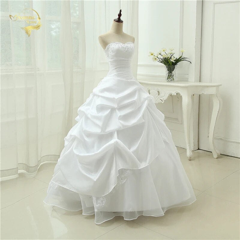 Wedding Gown A line Vestido De Noiva Applique Sequins Sweetheart Casamento White Ivory Plus Size 2023 Wedding Dresses OW 2043