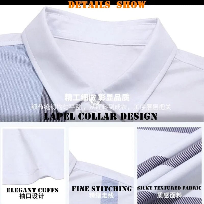 100p Business Men Lapel Collar Tops&Tees High-end Cotton Wicking Anti-UV Short Sleeve Shirt Summer Big Yards Classic Polos Shirt