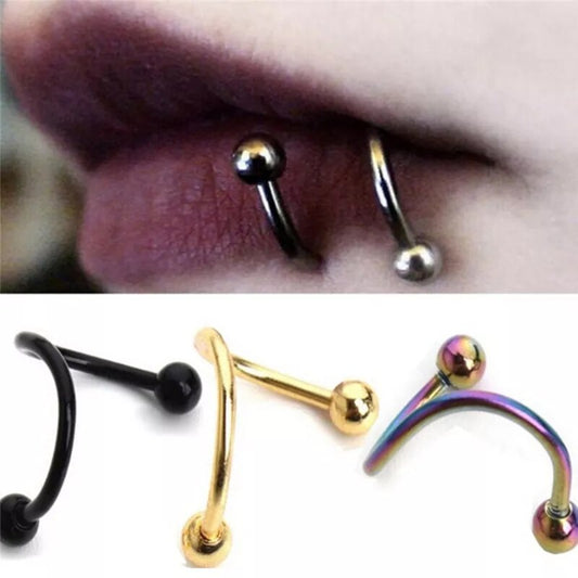 1Pair8mm Spiral Surgical Steel Spiral Twisted Lip Ring Nose Rings 16 Gauge Ear Cartilage Helix Piercing Body Accessories Jewelry