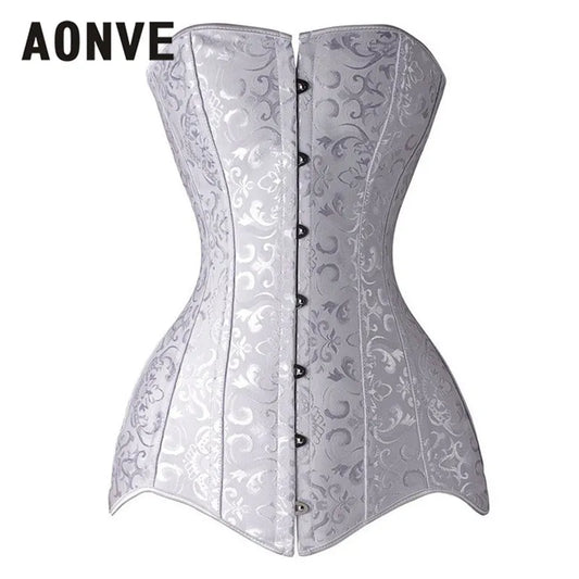 White Long Corset Women Steampunk Corset Waist Trainer Punk Goth Korsett Bodice Lingerie Modeling Strap Steel Boned Belt Corsets