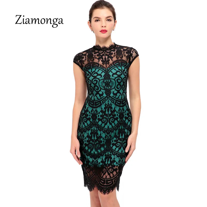 Women Summer Dress 2017 Elegant Knee Length Midi Floral Lace Dress Wear To Work Sheath Bodycon Sexy Dress Casual Women's Dresses