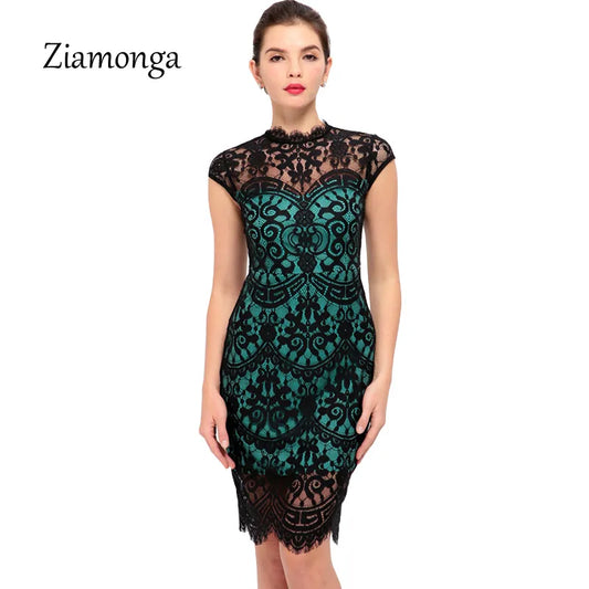 Women Summer Dress 2017 Elegant Knee Length Midi Floral Lace Dress Wear To Work Sheath Bodycon Sexy Dress Casual Women's Dresses