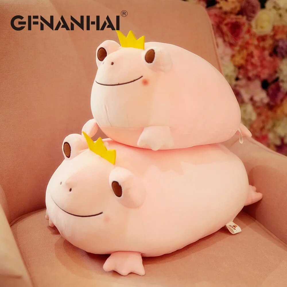 1pc 35cm cute the Crown Frog plush pillow stuffed down cotton kids toys kawaii smile frog dolls for children birthday gift