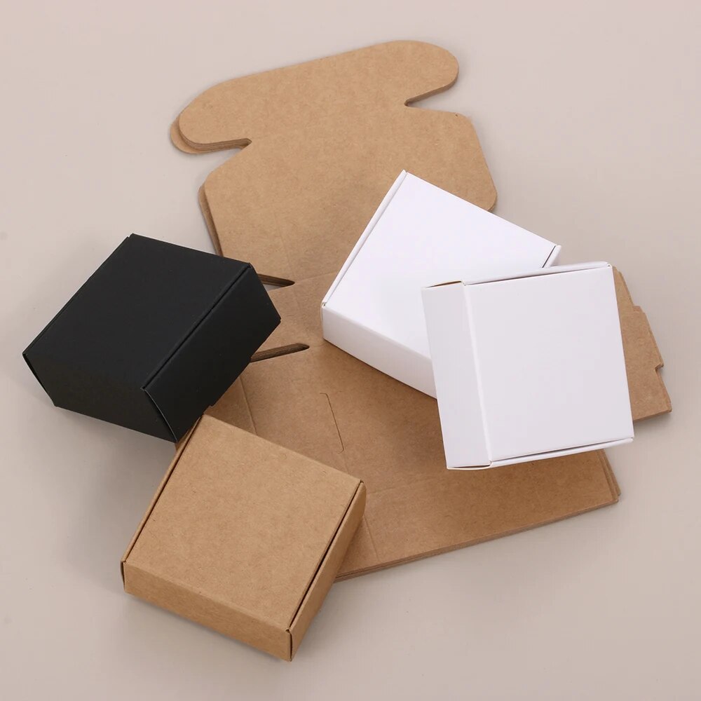 10PCS/pack Handmade Candy Jewelry Packaging Wrapping Cardboard Small Kraft Paper Packing Square Bottom Gift Boxes