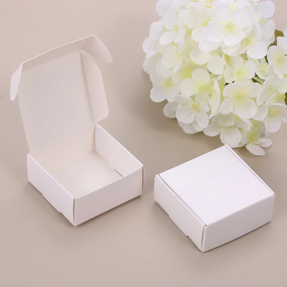 10PCS/pack Handmade Candy Jewelry Packaging Wrapping Cardboard Small Kraft Paper Packing Square Bottom Gift Boxes