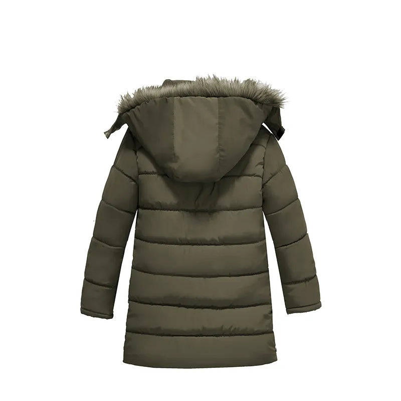 Warm Thickening Winter Fur Collar Child Coat Kids Outerwear Windproof Baby Boys Girls Jackets For 2-6 Years Old