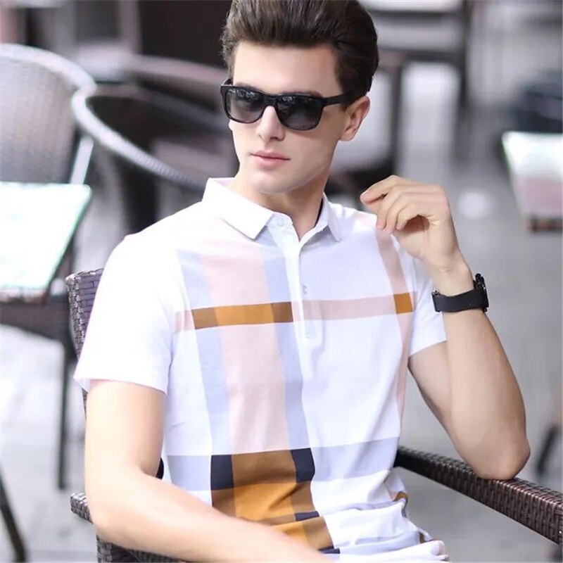 100p Business Men Lapel Collar Tops&Tees High-end Cotton Wicking Anti-UV Short Sleeve Shirt Summer Big Yards Classic Polos Shirt