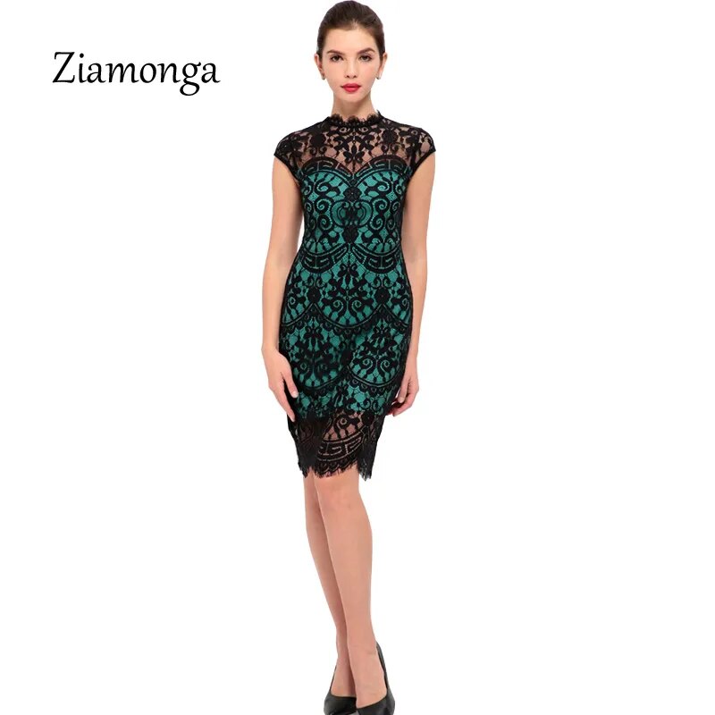 Women Summer Dress 2017 Elegant Knee Length Midi Floral Lace Dress Wear To Work Sheath Bodycon Sexy Dress Casual Women's Dresses