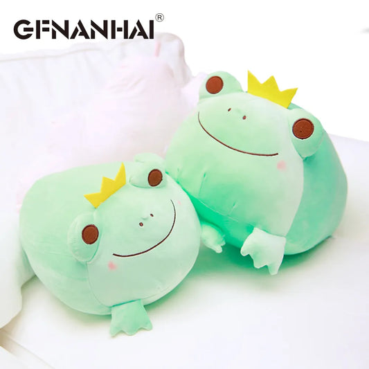 1pc 35cm cute the Crown Frog plush pillow stuffed down cotton kids toys kawaii smile frog dolls for children birthday gift