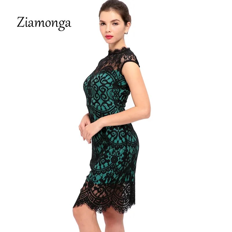 Women Summer Dress 2017 Elegant Knee Length Midi Floral Lace Dress Wear To Work Sheath Bodycon Sexy Dress Casual Women's Dresses