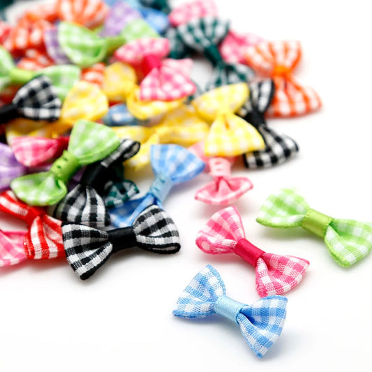 25pcs Multi Color Grosgrain Ribbon Bows Mini Stripe Ribbon Bow Wedding Decoration DIY Craft Supplies Bow Tie Hair Decoration