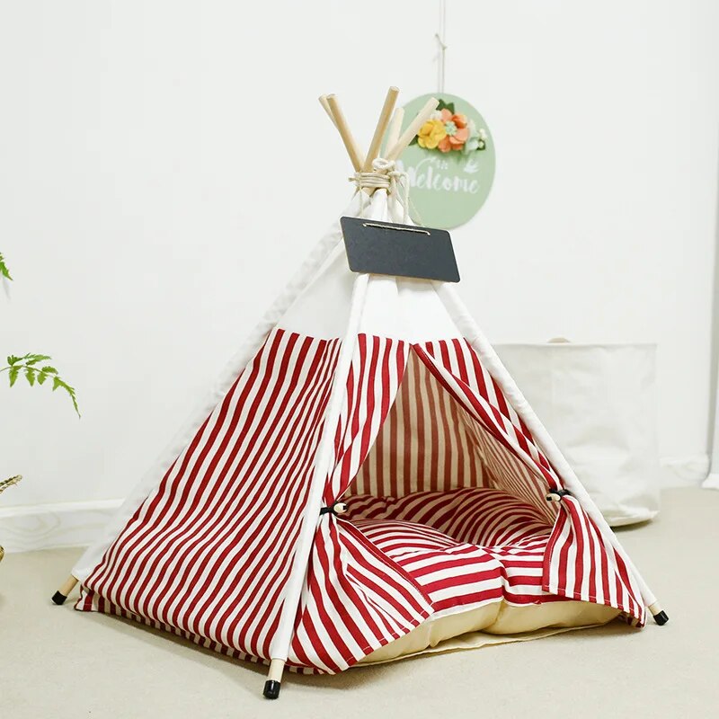 2021 Cat Bed Indoor Pet Tent Tipi Fold Pet Tent Small Animals Bed House All Season Sleeping Beds Nest Houses Pet Mats Pet Supply