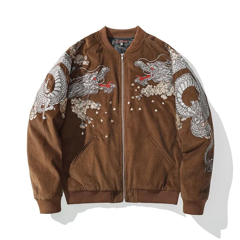 Winter 2022 new embroidery dragon and phoenix jacket Chinese style men's clothing Yokosuka trend all-match padded coat hip-hop