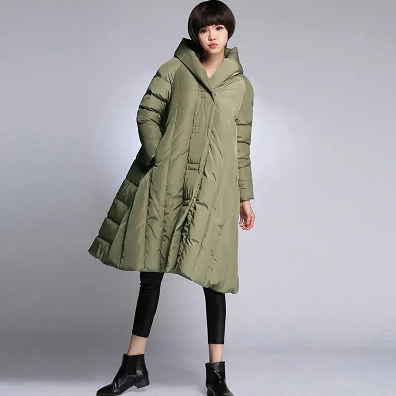 2020 womens winter thick down coats black navy blue army green red  8XL size  clothes female  long jackets for women winter