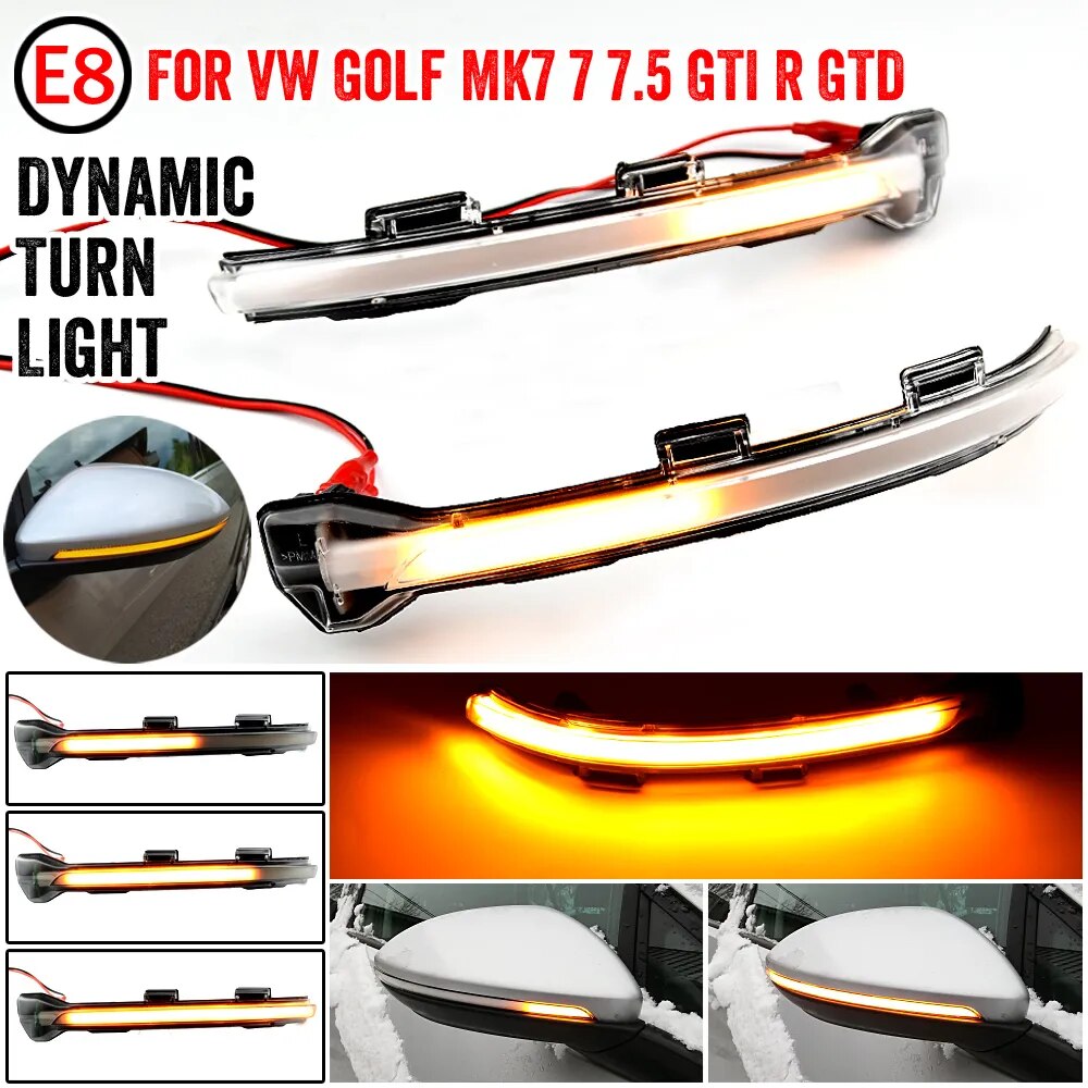 2 Pieces Side Mirror Indicator Dynamic Blinker LED Turn Signal Light For VW Golf 7 MK7 7.5 GTI R Sportsvan Touran L II