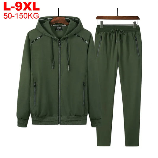 2 Pieces Suits Hoodies Jogger Men Winter Sportwear Sets Hooded Jackets Pants Hip Hop Sports Tracksuit Men's Clothing Large Sizes