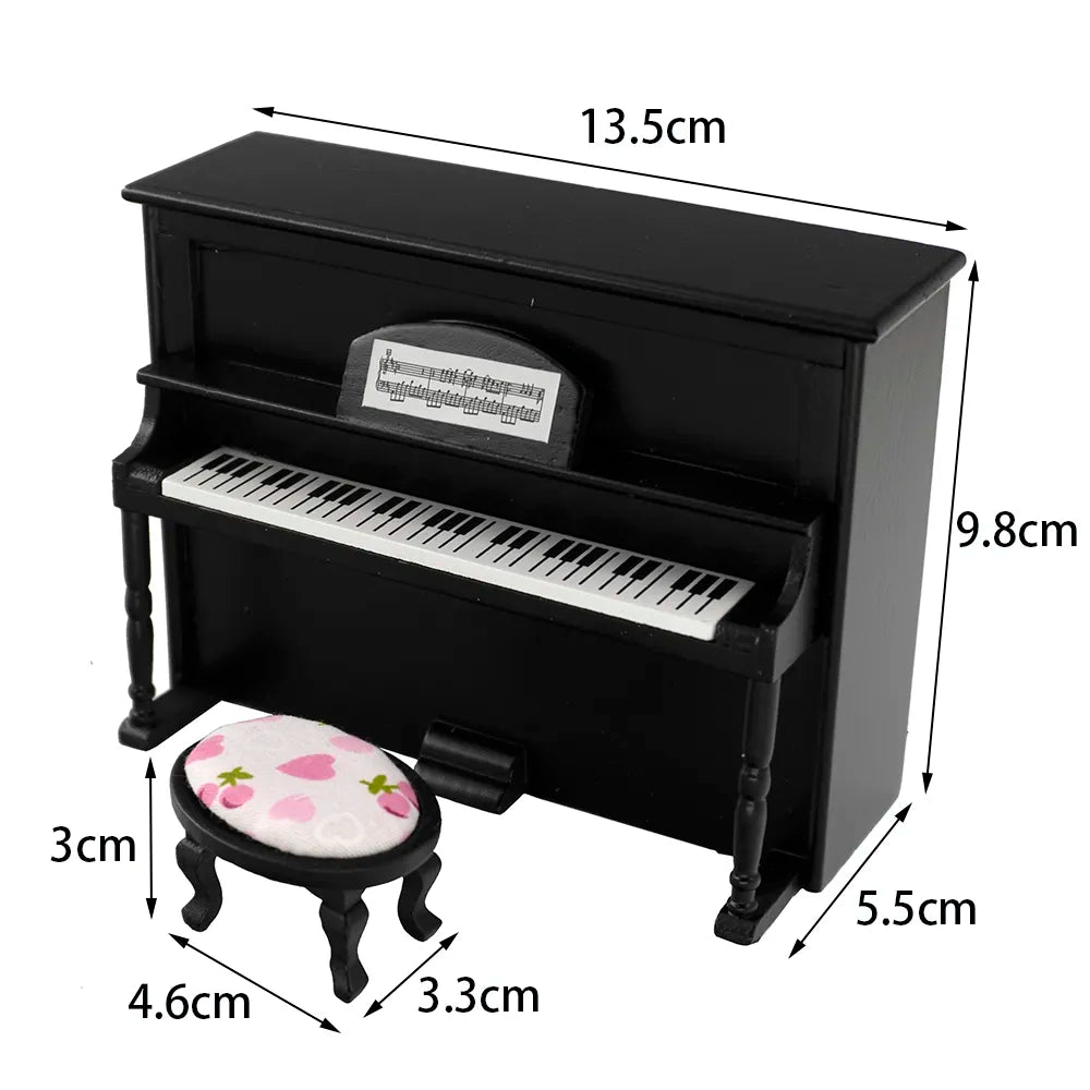 1/12 Dollhouse Miniature Accessories Mini Wooden Classical Piano Simulation Musical Instruments Model Toys for Doll House Decor